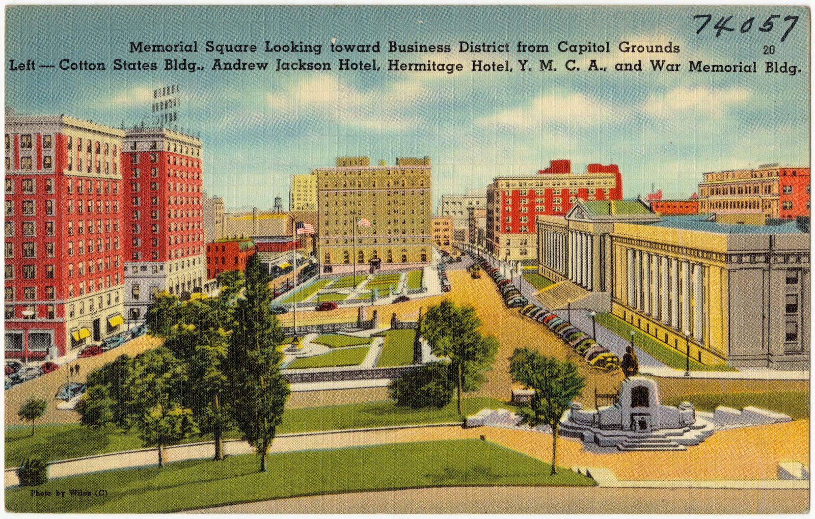 Downtown Nashville skyline from the capitol grounds, showing the Andrew Jackson Hotel where Hoffa ran his operation during the trial