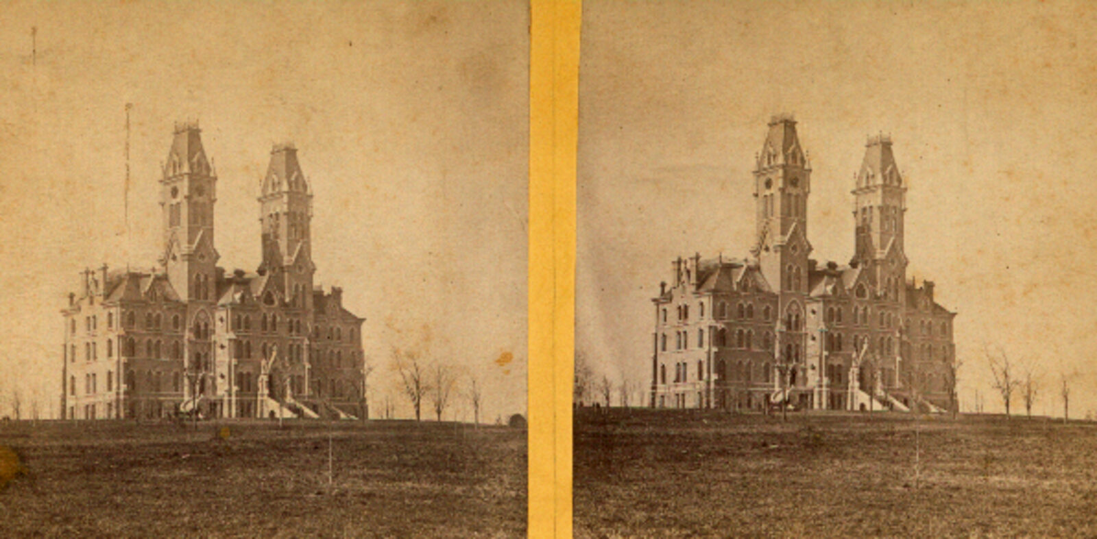 The main building of Vanderbilt University (now Kirkland Hall), photographed in 1875, the year the university opened